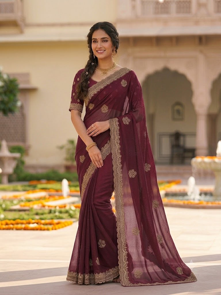 Ritika Star Georgette With Embroidery Work Saree